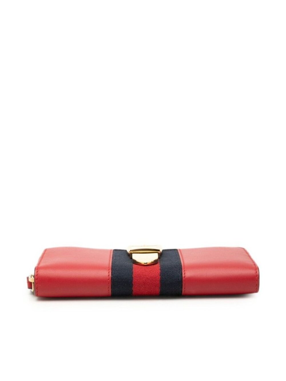 Gucci Sylvie Sherry Line Wallet Zip Around Red Navy Leather - Picture 3 of 7